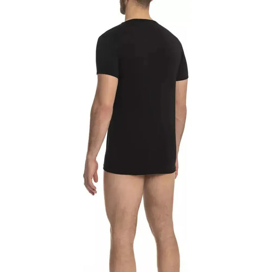 Cavalli Class Black Cotton Men T-Shirt CA-23753-S