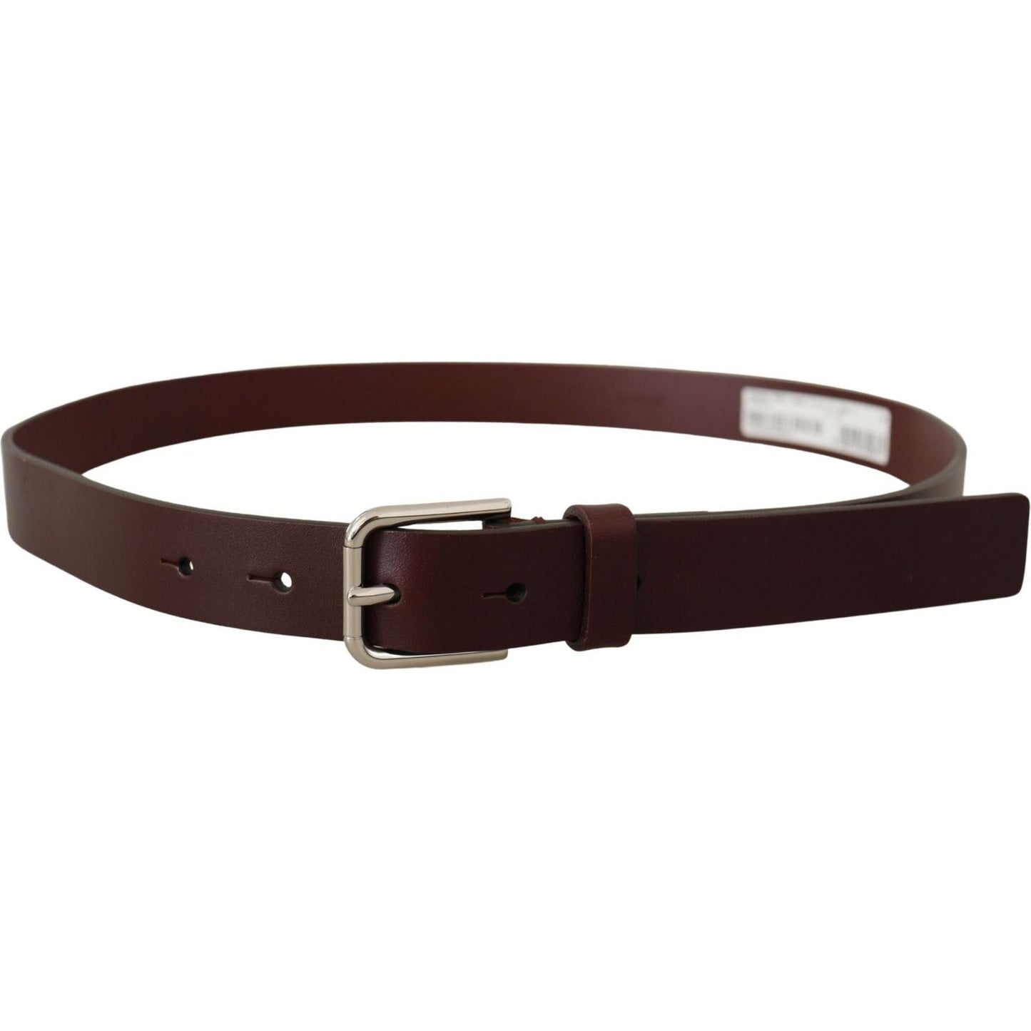 Dolce & Gabbana Maroon Calf Leather Silver Tone Metal Buckle Belt