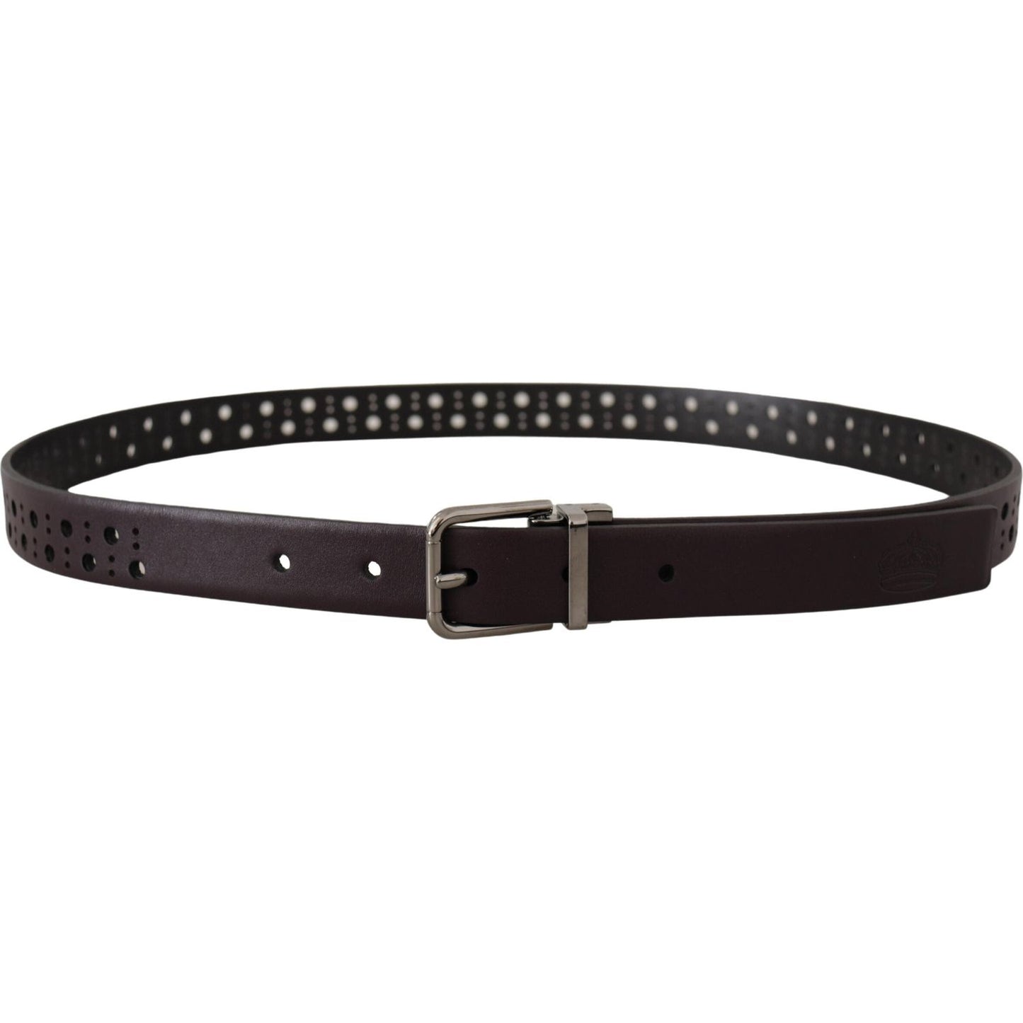 Dolce & Gabbana Dark Purple Perforated Leather Metal Buckle Belt