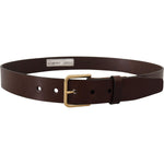 Dolce & Gabbana Brown Polished Leather Gold Tone Metal Buckle Belt BEL8644#2-90