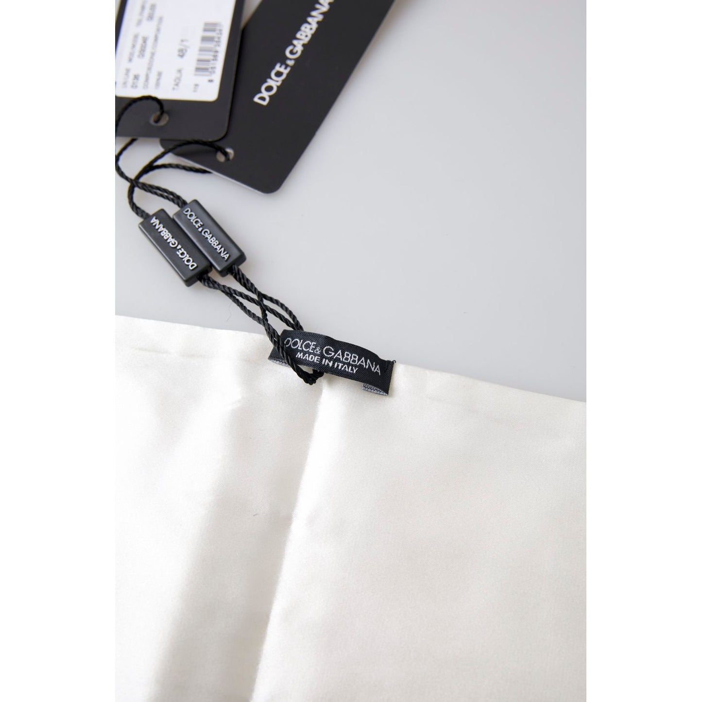 دولتشي آند غابانا حزام من الحرير الأبيض الأنيق