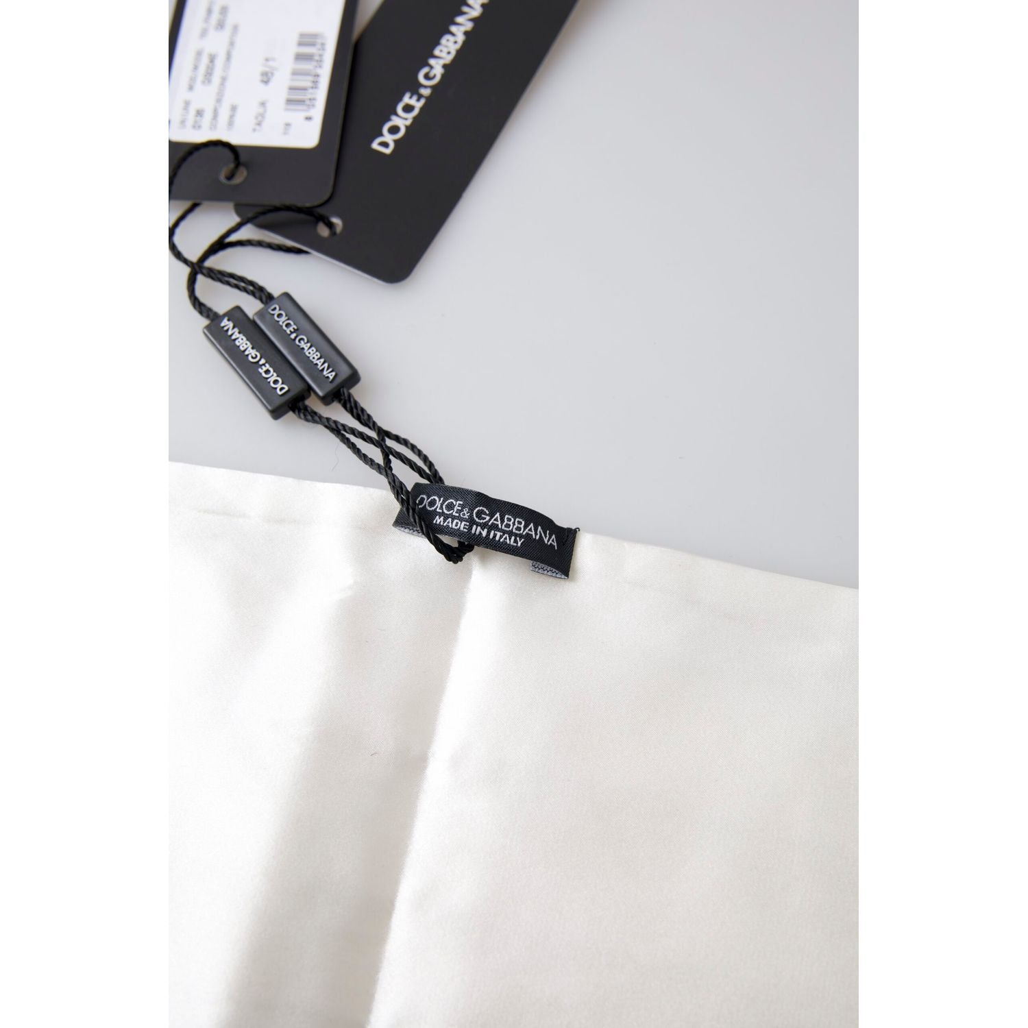 دولتشي آند غابانا حزام من الحرير الأبيض الأنيق