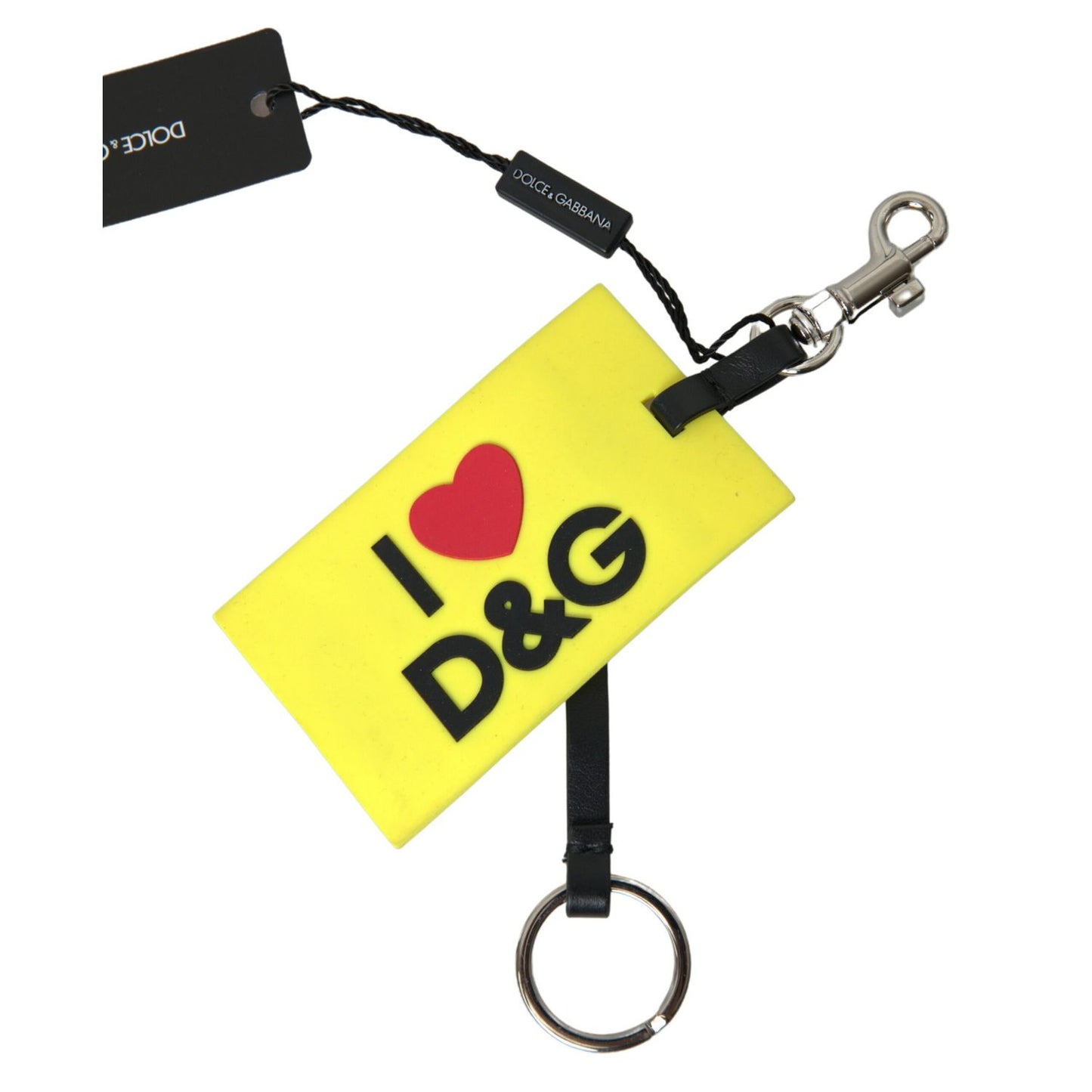 Dolce & Gabbana Yellow Silicone DG Logo Gold Brass Keyring Keychain