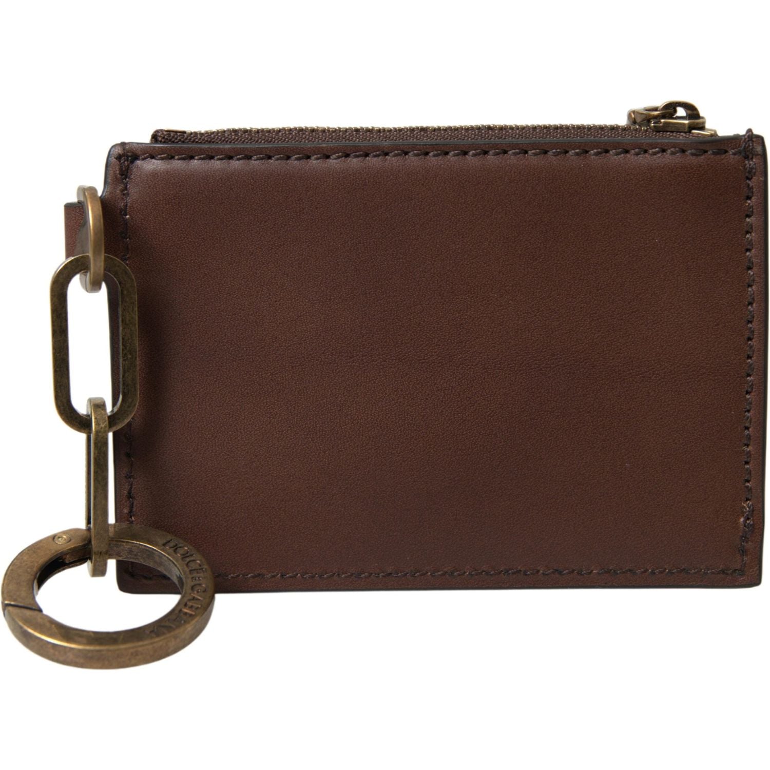 محفظة نقود معدنية أنيقة من الجلد البني من دولتشي آند غابانا