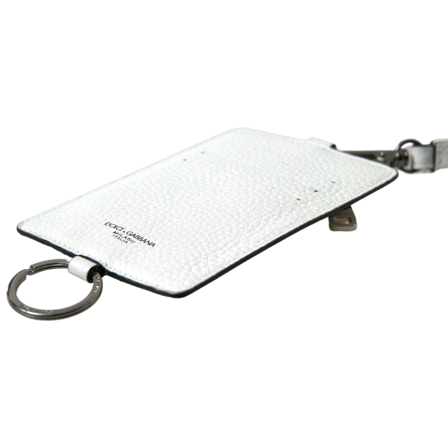حامل بطاقات دولتشي آند غابانا الأنيق المصنوع من الجلد الأبيض