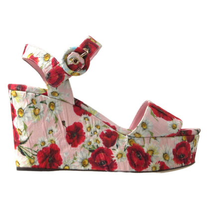 Dolce & Gabbana Multicolor floral print Wedges Floral Ankle Strap Sandals