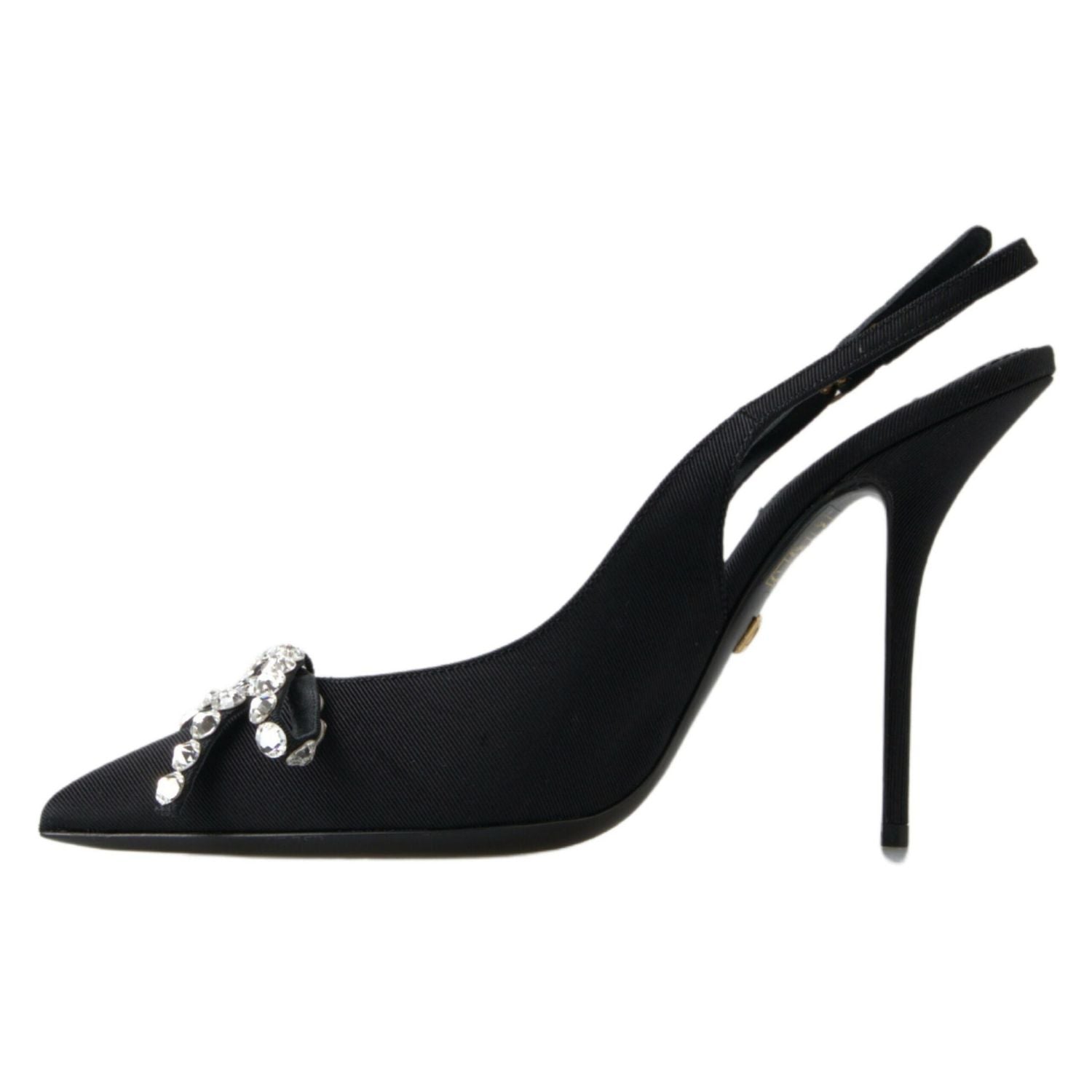 Dolce & Gabbana Black Crystal Embellished Slingback Heel Shoes