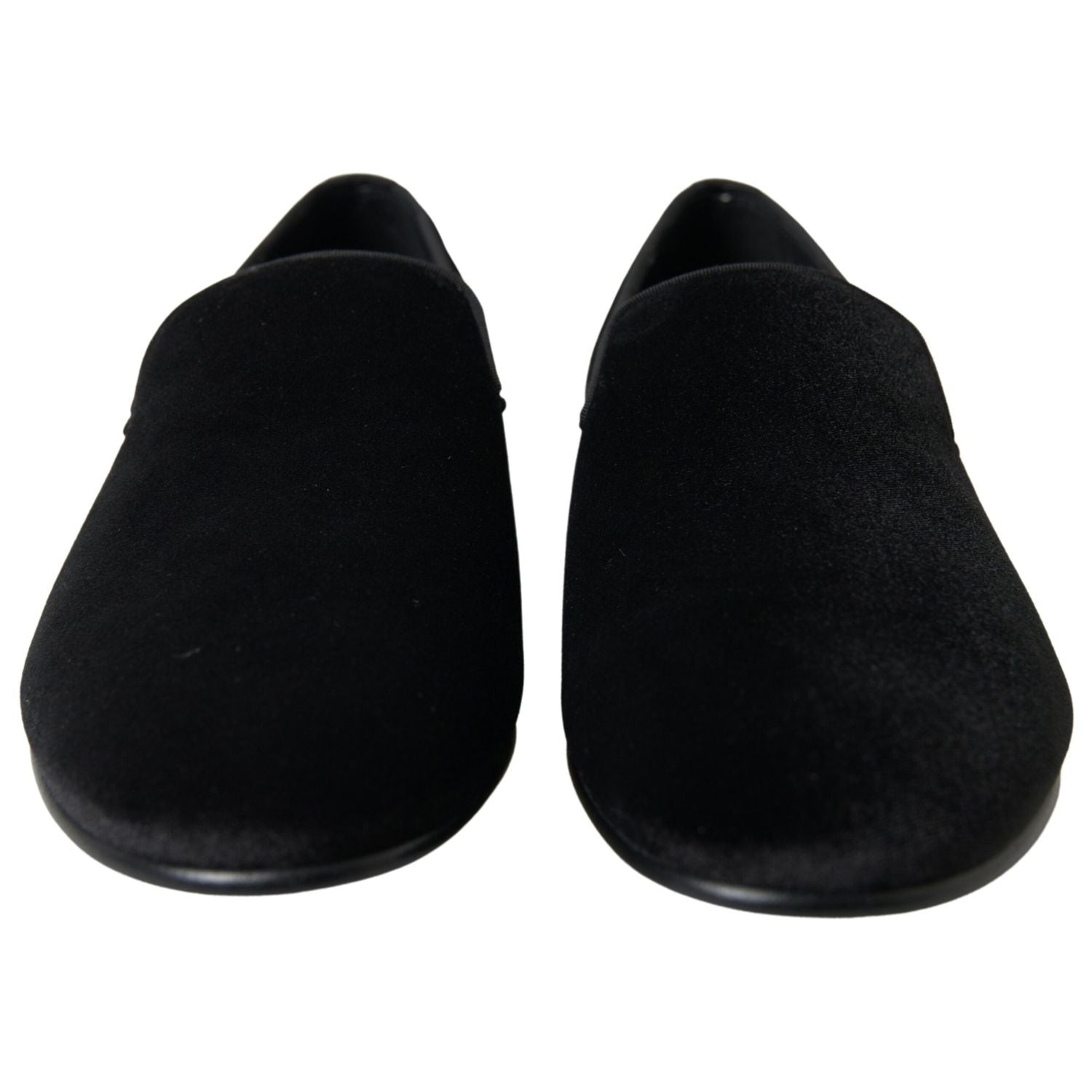 حذاء لوفرز مخملي أسود أنيق للرجال من دولتشي آند غابانا