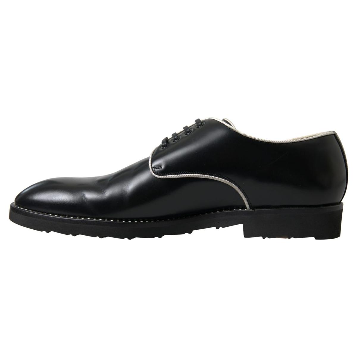 Dolce & Gabbana Black White Leather Formal Shoes