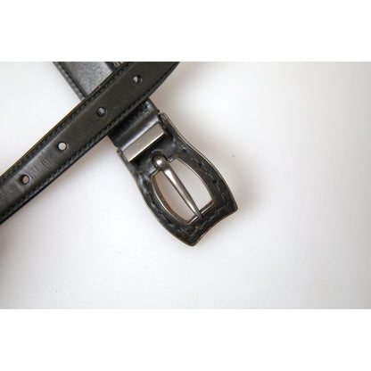 Ermanno Scervino Black Leather Metal Buckle Cintura Belt