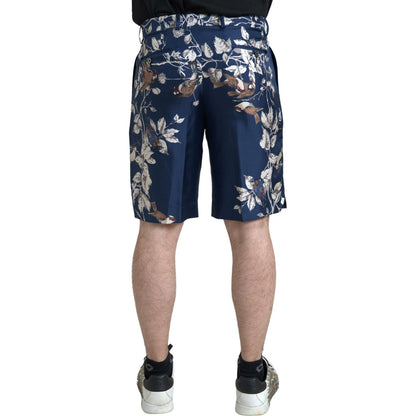 Dolce & Gabbana Blue Floral Print Silk Men Bermuda Shorts