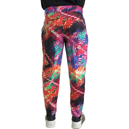 Dolce & Gabbana Multicolor Printed Linen Men Trouser Pants