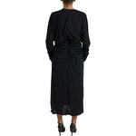 Dolce & Gabbana Black Wool Wrap Sheath Midi Gown Dress DR28895-44