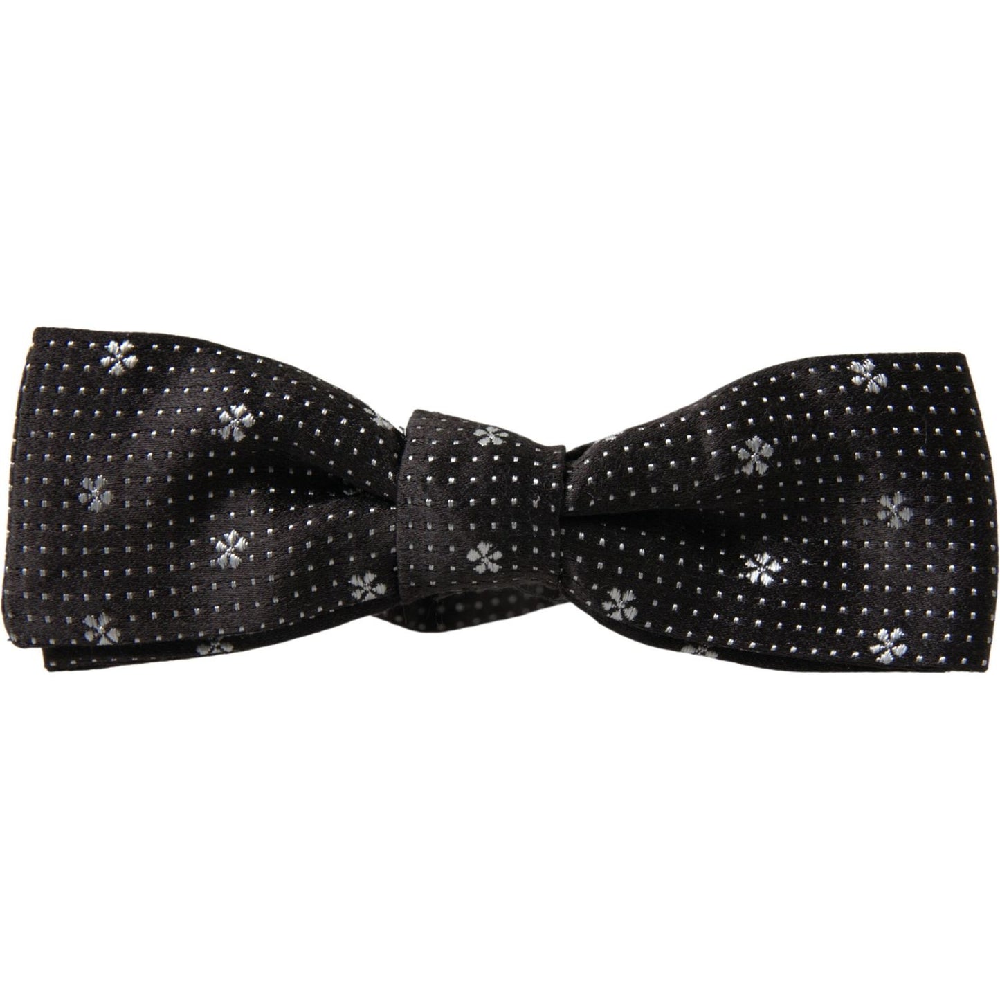 Dolce & Gabbana Black Patterned Silk Adjustable Men Neck Papillon Bow Tie FT3794