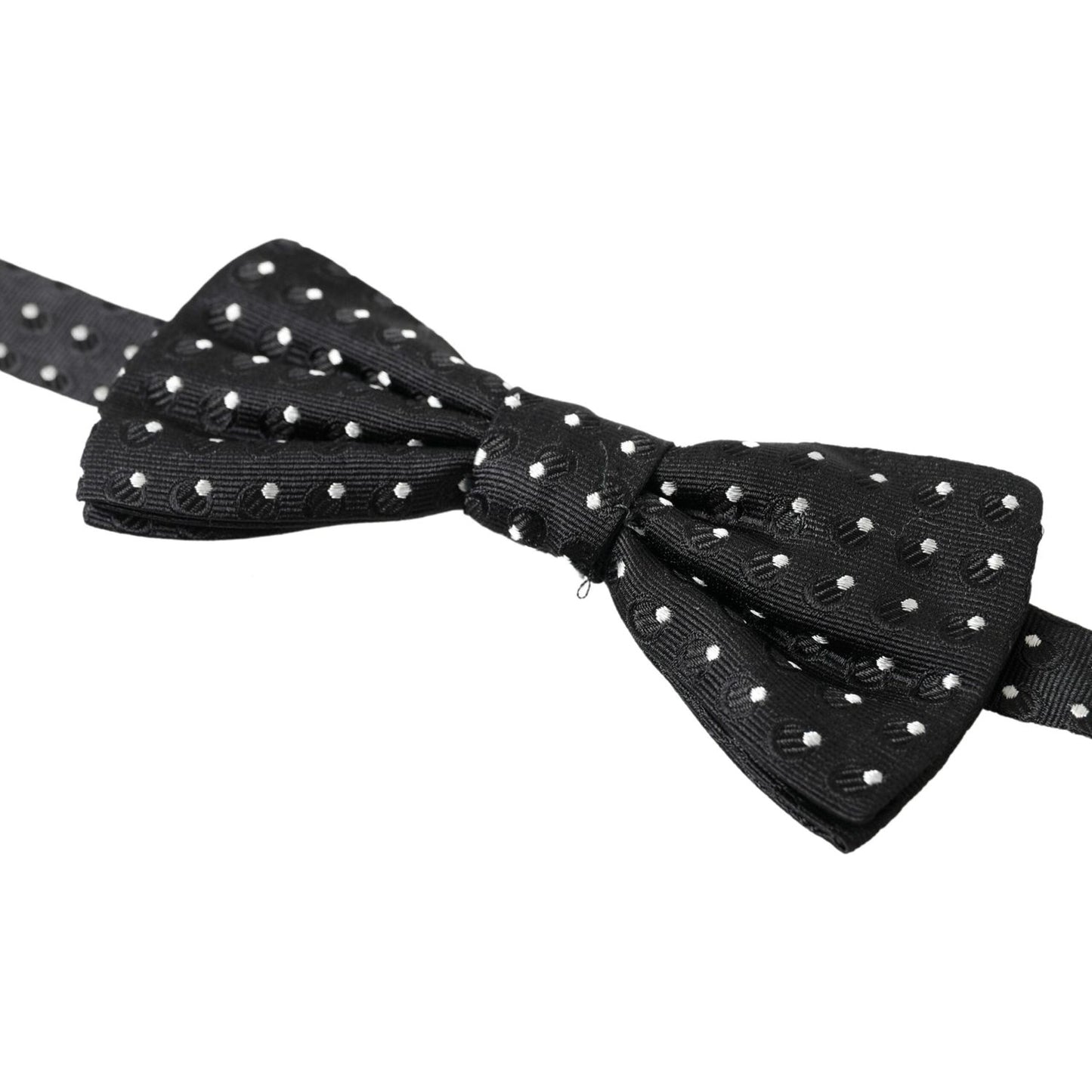 Dolce & Gabbana Black Polka Dot Silk Adjustable Men Neck Papillon Bow Tie FT3800