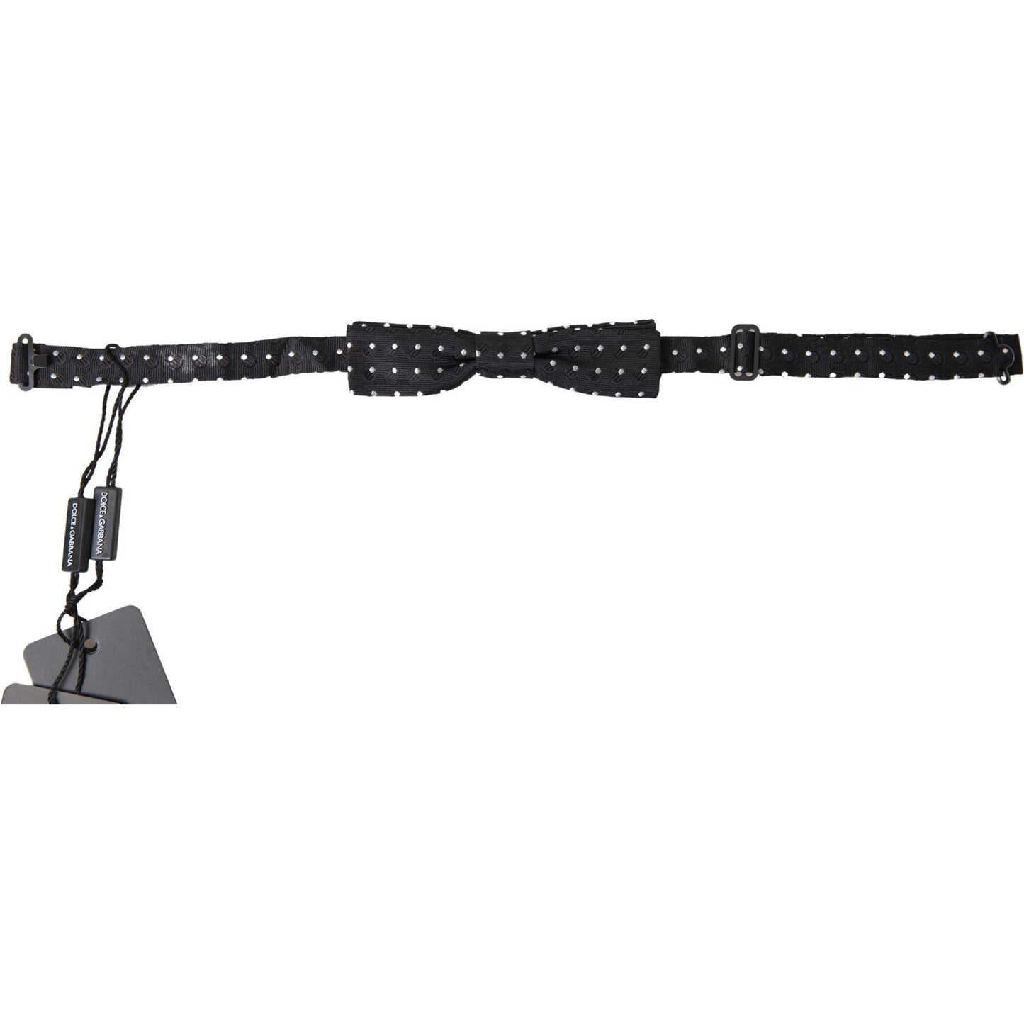 Dolce & Gabbana Black Polka Dot Silk Adjustable Men Neck Papillon Bow Tie FT3804