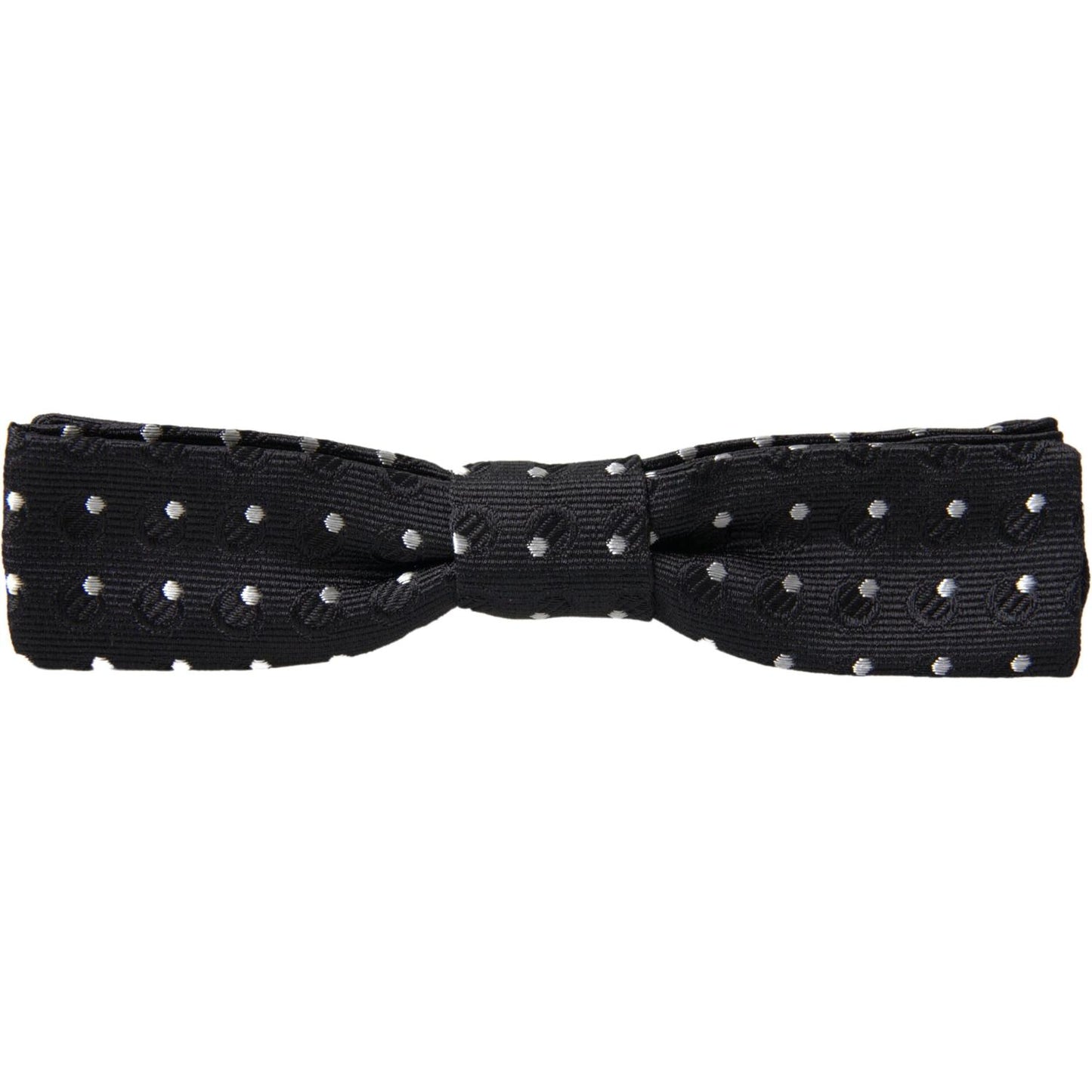 Dolce & Gabbana Black Polka Dot Silk Adjustable Men Neck Papillon Bow Tie FT3804