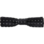 Dolce & Gabbana Black Polka Dot Silk Adjustable Men Neck Papillon Bow Tie FT3804