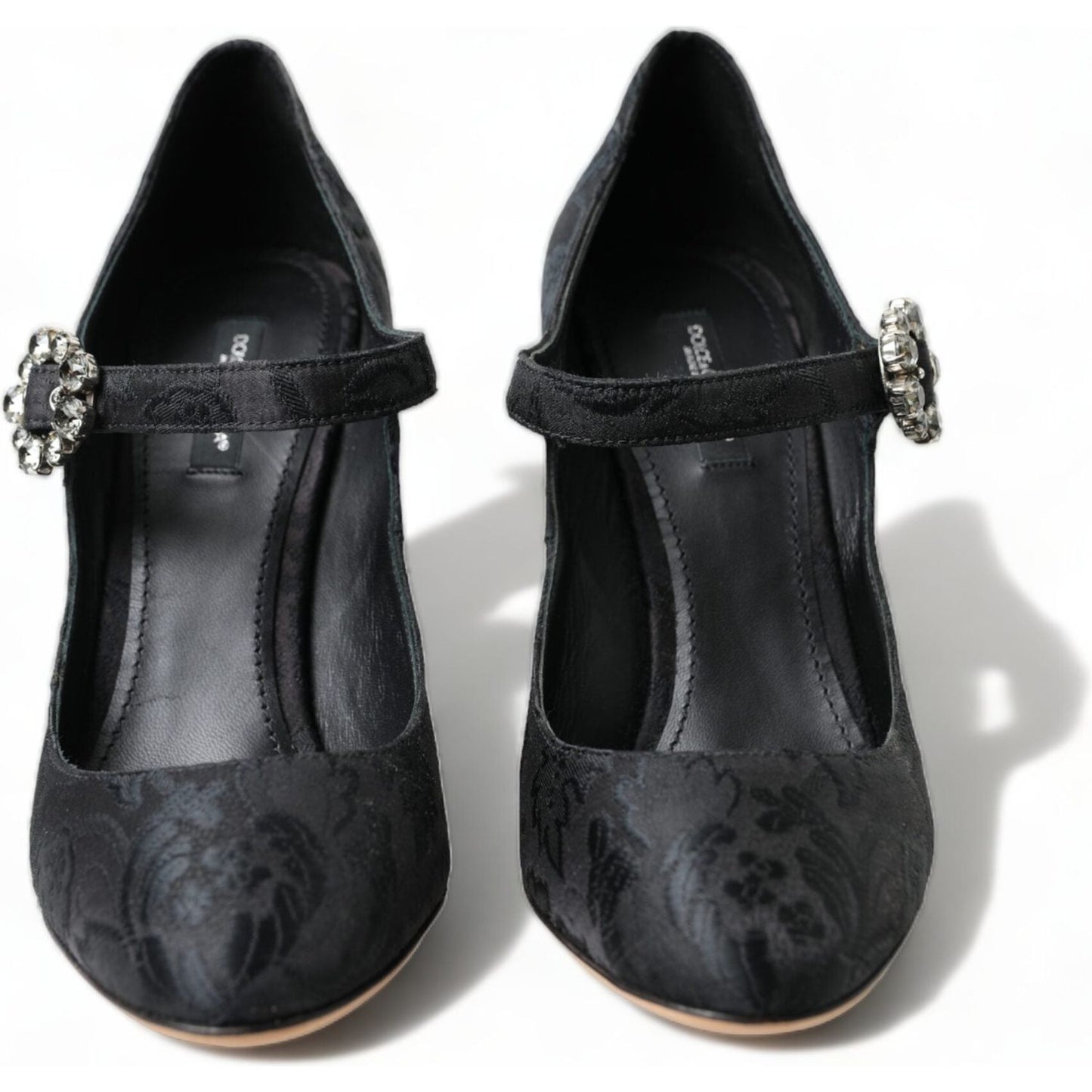 Dolce & Gabbana Black Brocade Mary Janes Heels Pumps Shoes LA10458-36.5