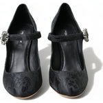 Dolce & Gabbana Black Brocade Mary Janes Heels Pumps Shoes LA10458-36.5