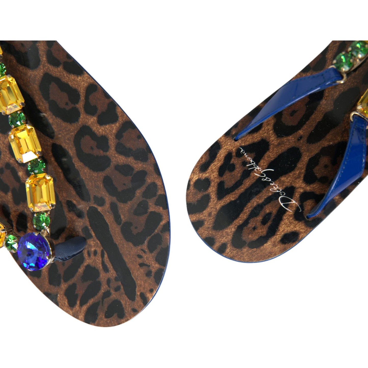 Dolce & Gabbana Blue Crystals Flats Sandals Beachwear Shoes