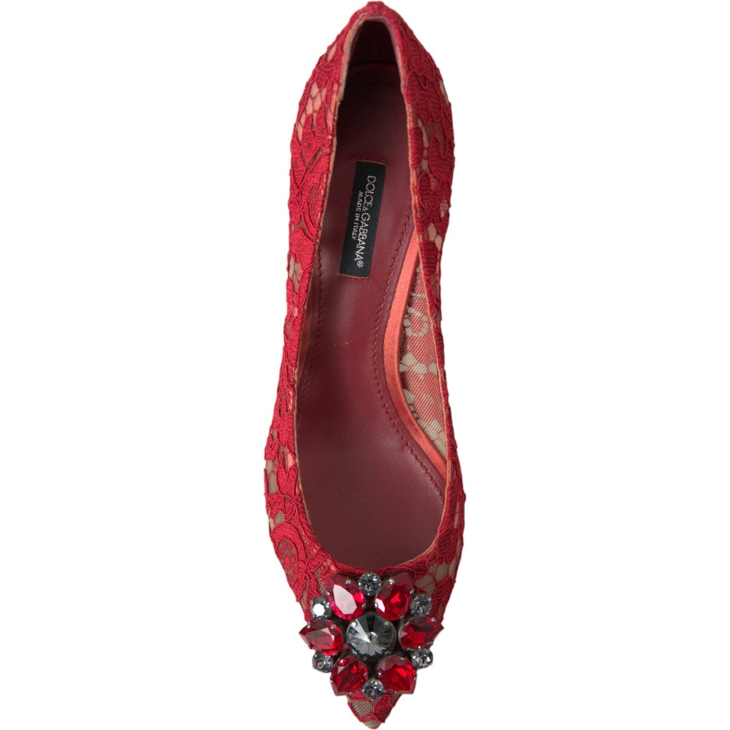 Dolce & Gabbana Red Taormina Lace Crystal Heels Pumps Shoes