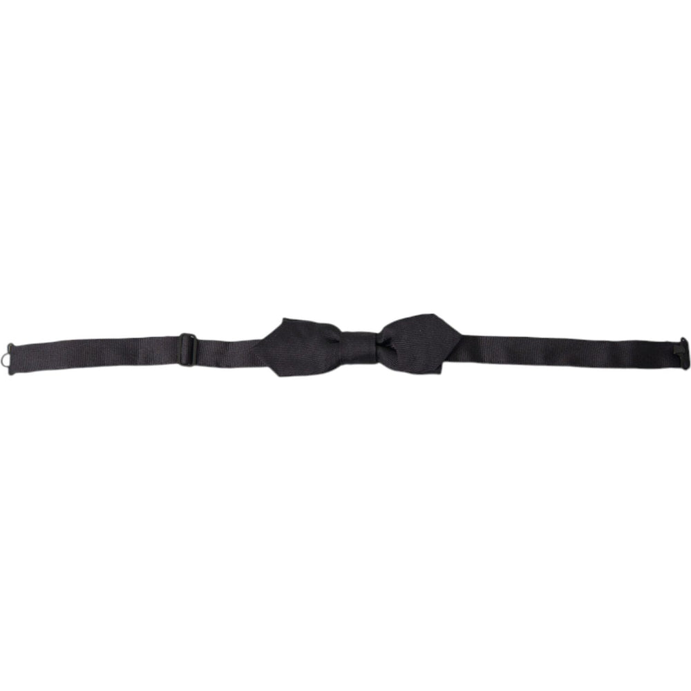 Dolce & Gabbana Black Solid Silk Adjustable Neck Papillon Bow Tie FT3805