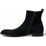 Dolce & Gabbana Black Suede Leather Mid Calf Men Boots Shoes MV5200-43