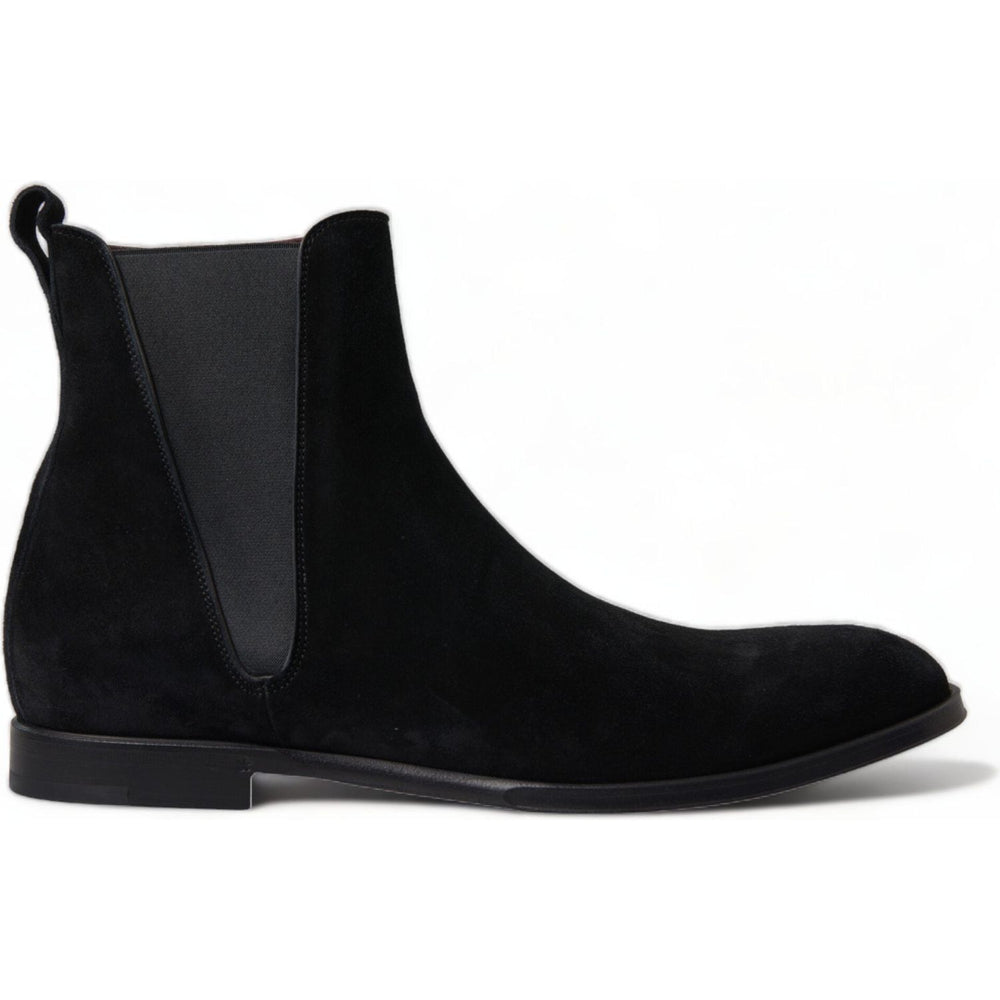 Dolce & Gabbana Black Suede Leather Mid Calf Men Boots Shoes MV5200-43
