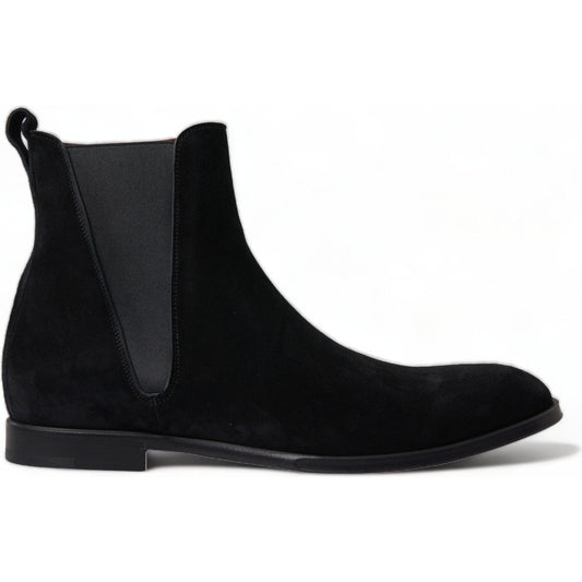 Dolce & Gabbana Black Suede Leather Mid Calf Men Boots Shoes MV5200-43