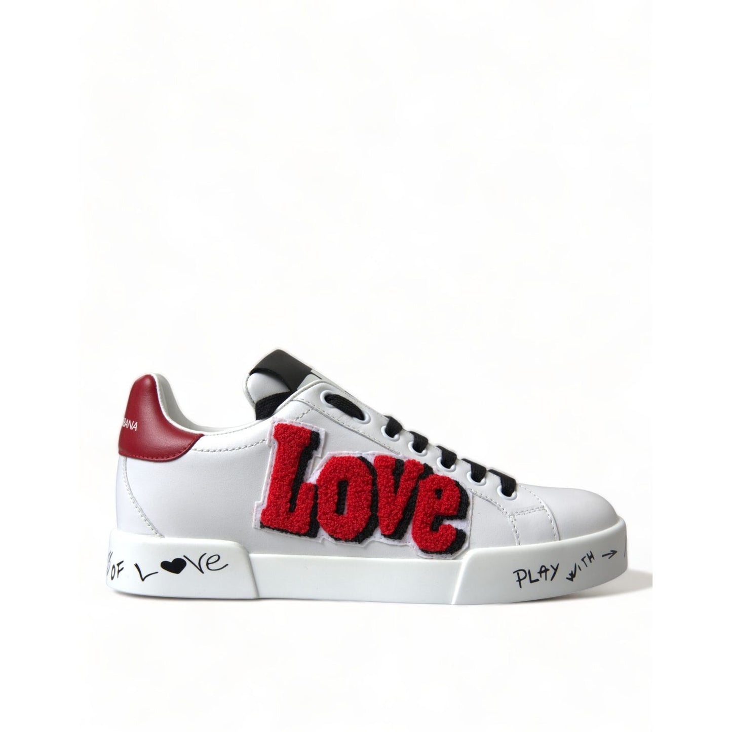 Dolce & Gabbana White Love Patch Portofino Classic Sneakers Shoes