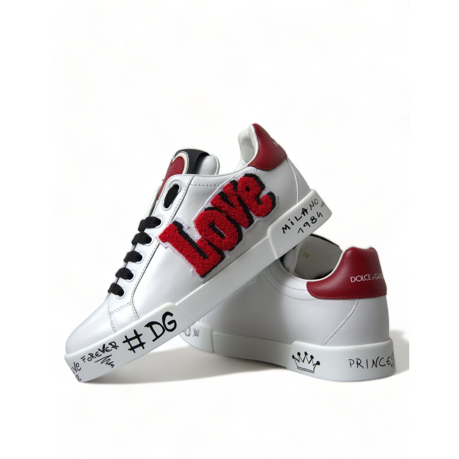 Dolce & Gabbana White Love Patch Portofino Classic Sneakers Shoes