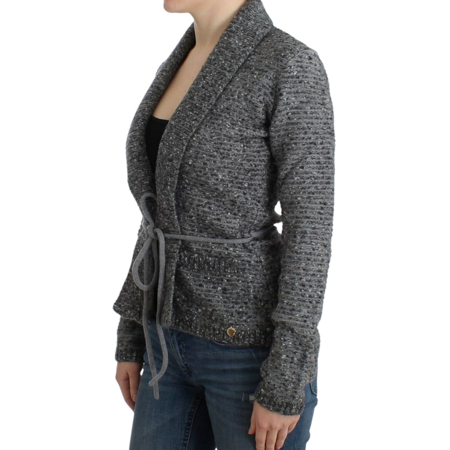 Cavalli Gray wool knitted cardigan