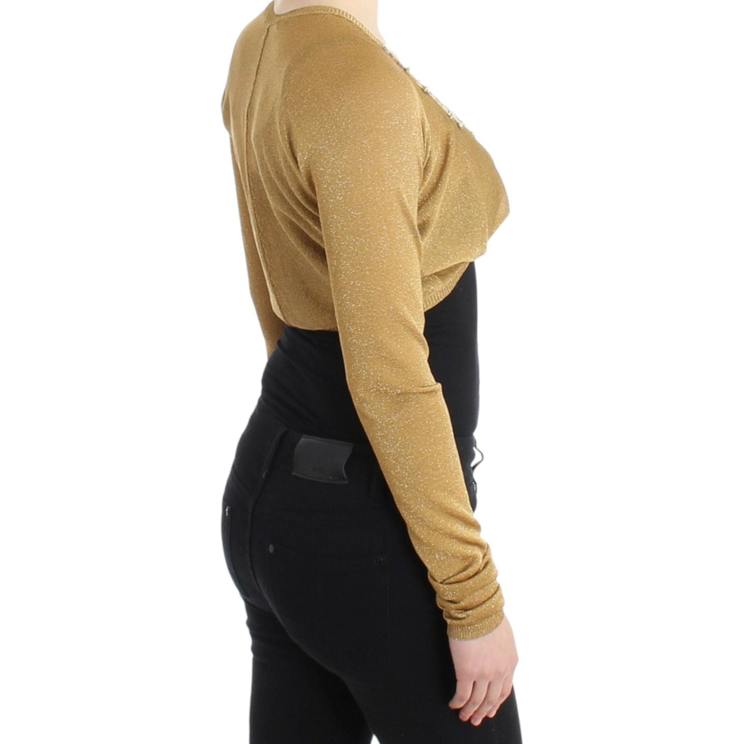 بلوزة كافالي مزينة بالذهب اللامع