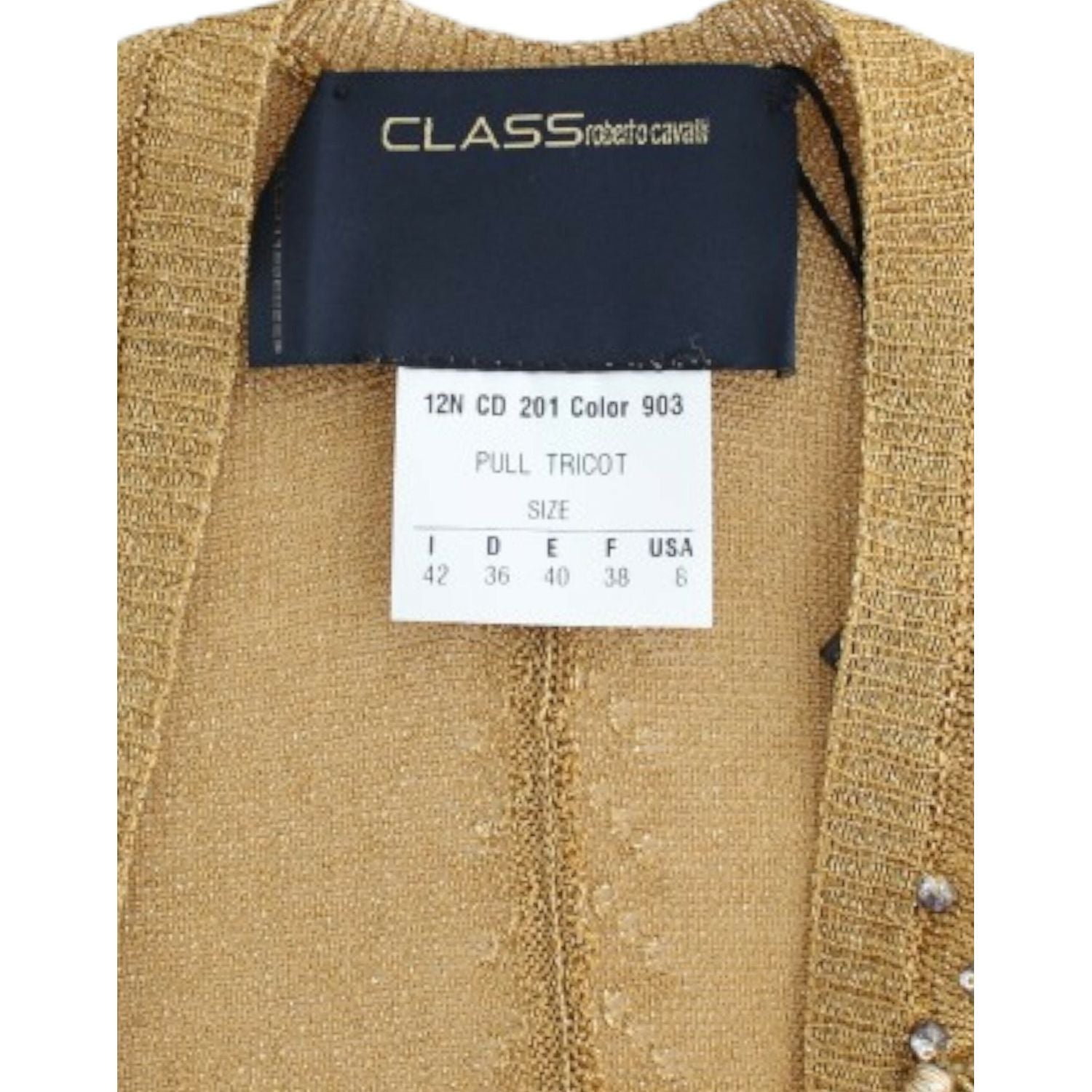 بلوزة كافالي مزينة بالذهب اللامع