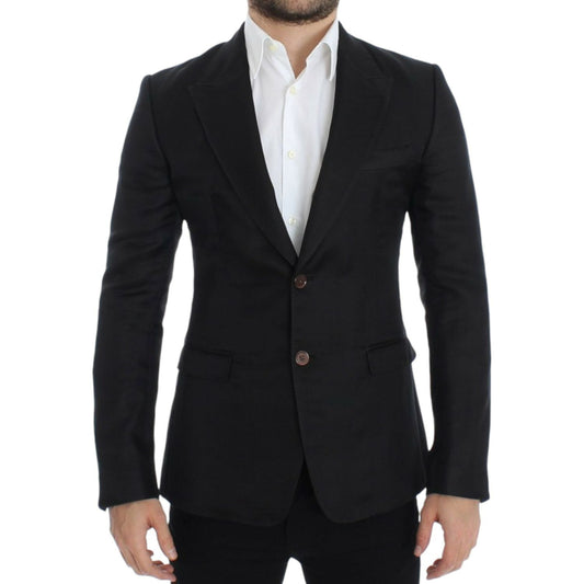 Dolce & Gabbana Black silk slim fit blazer