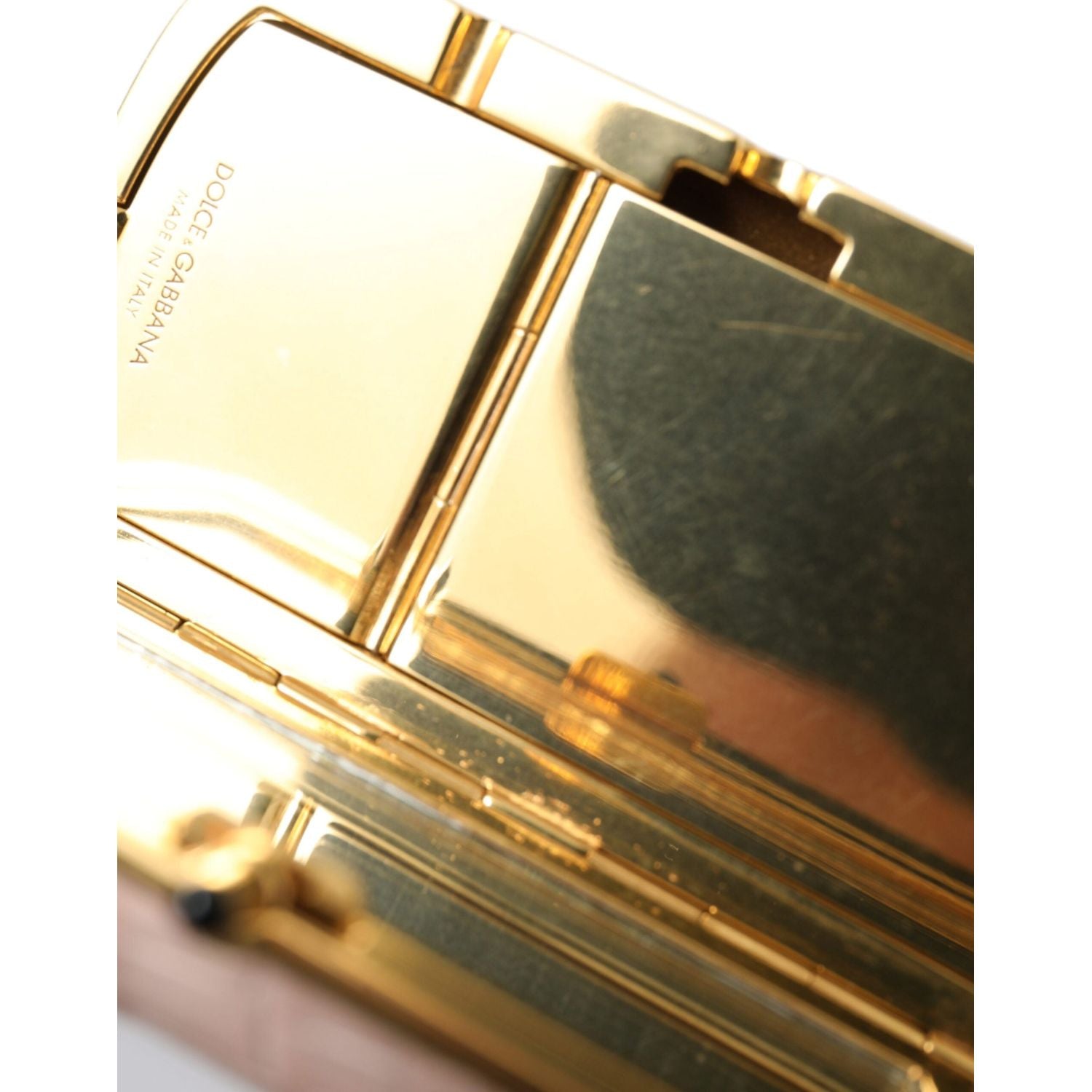 Dolce & Gabbana Pink Exotic Leather Mini Mirror Tassel Makeup Bag