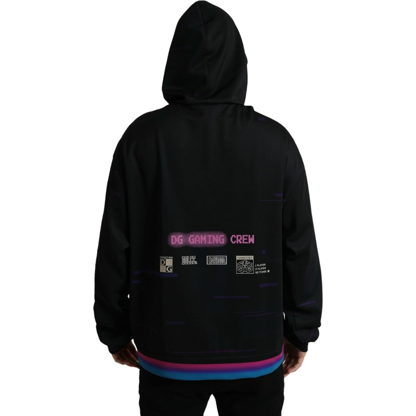 Dolce & Gabbana Black Logo Print Hooded Sweatshirt Sweater TSH84749-58