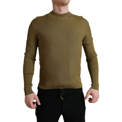 Dolce & Gabbana Army Green Viscose Crewneck Pullover Sweater