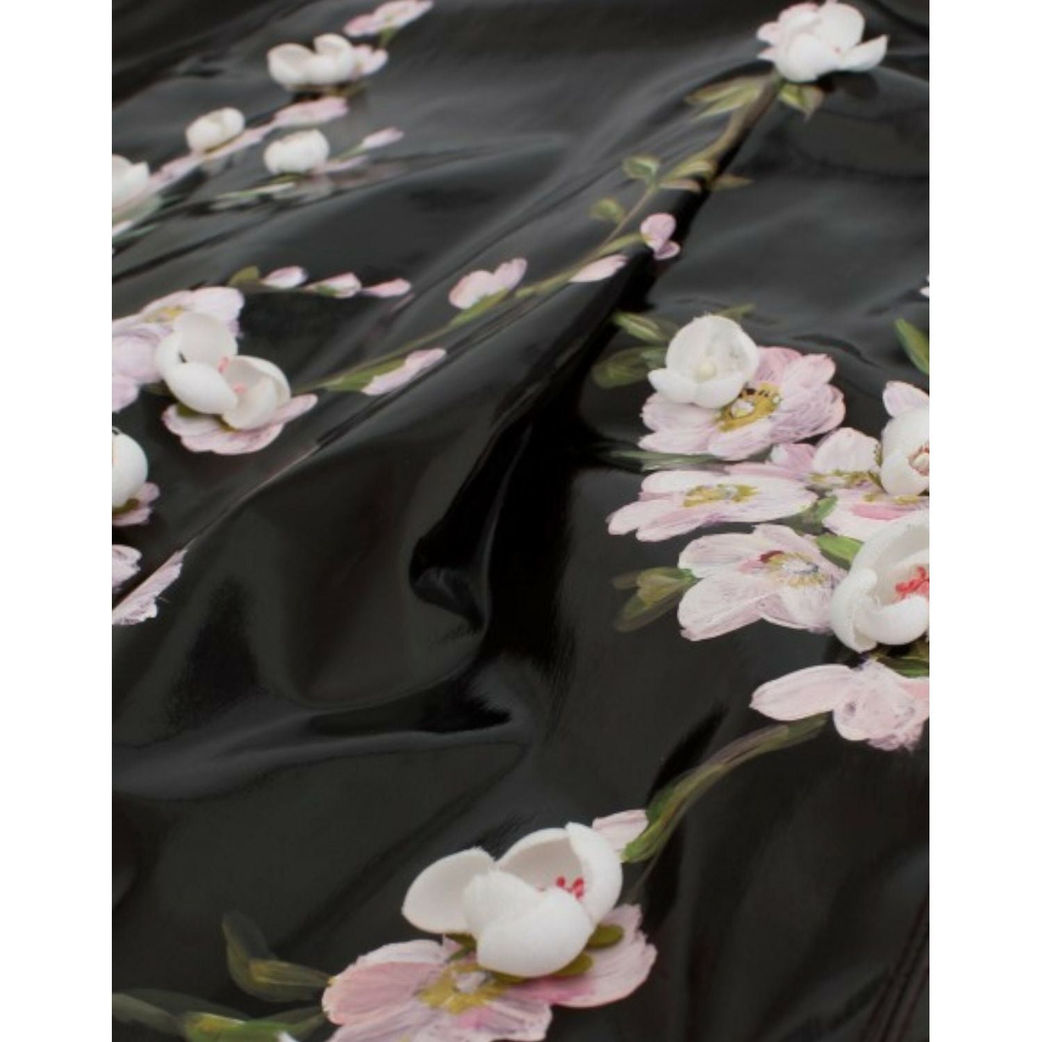 Dolce & Gabbana Black patent floral HANDPAINTED dress