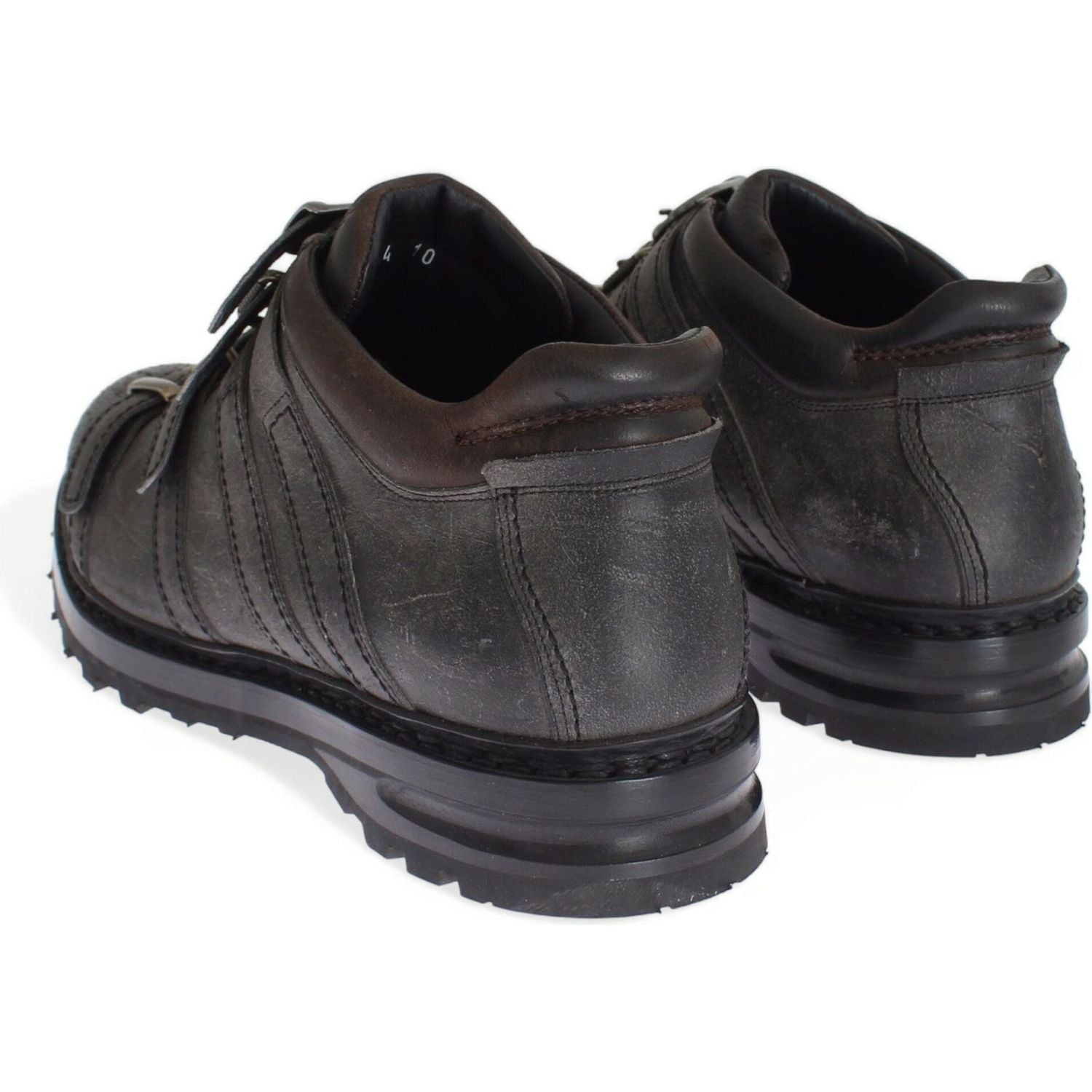 حذاء الكاحل الجلدي الأنيق باللون الرمادي من دولتشي آند غابانا