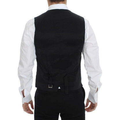 Dolce & Gabbana Black Wool Silk Stretch Dress Vest Blazer