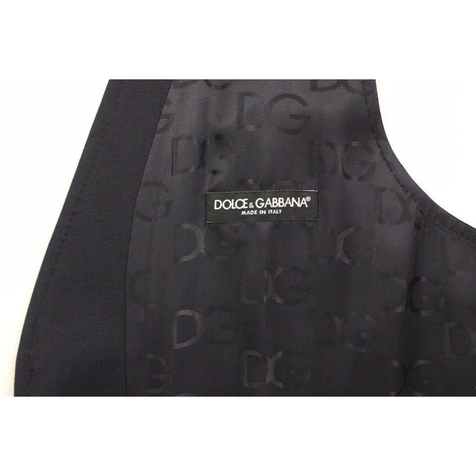 Dolce & Gabbana Gray Striped Wool Silk Dress Vest Gilet VES10029-2