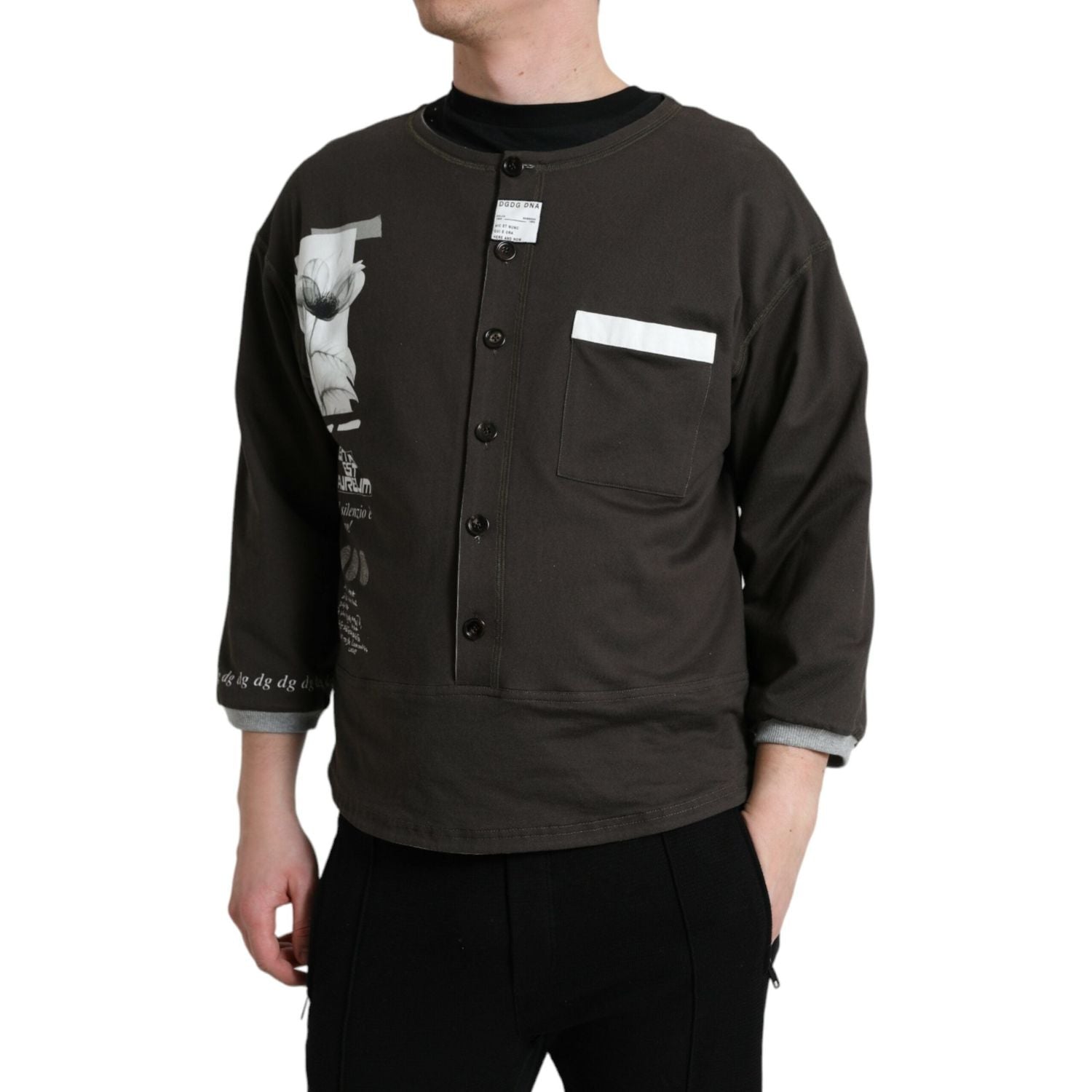 بلوفر أنيق من القطن بياقة دائرية من دولتشي آند غابانا