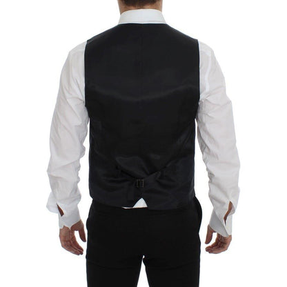 Dolce & Gabbana Gray Wool Silk Dress Vest Gilet Weste