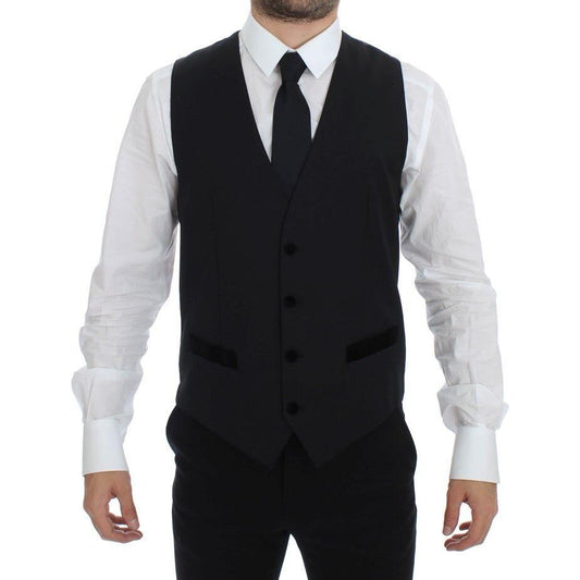 Dolce & Gabbana Black Wool Formal Dress Vest Gilet Weste GSS12055-1