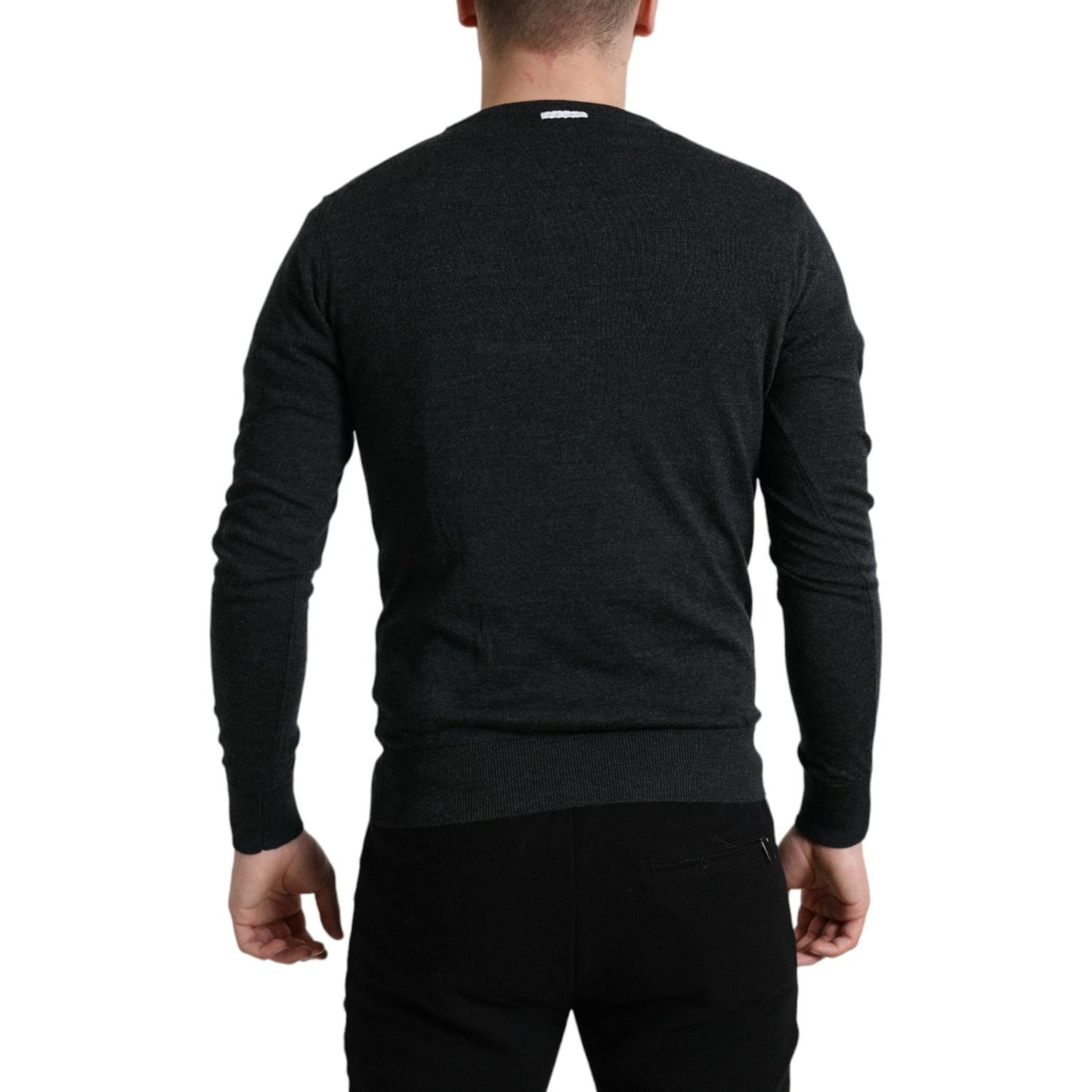 Dolce & Gabbana Gray Wool Round Neck Pullover Sweater