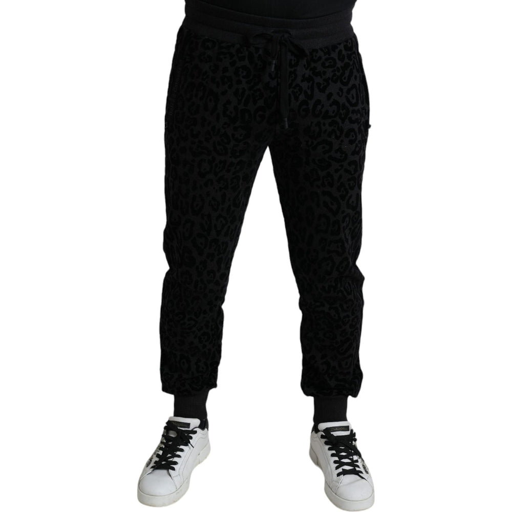 Dolce & Gabbana Black Leopard Cotton Slim Fit Jogger Pants PAN74988-50