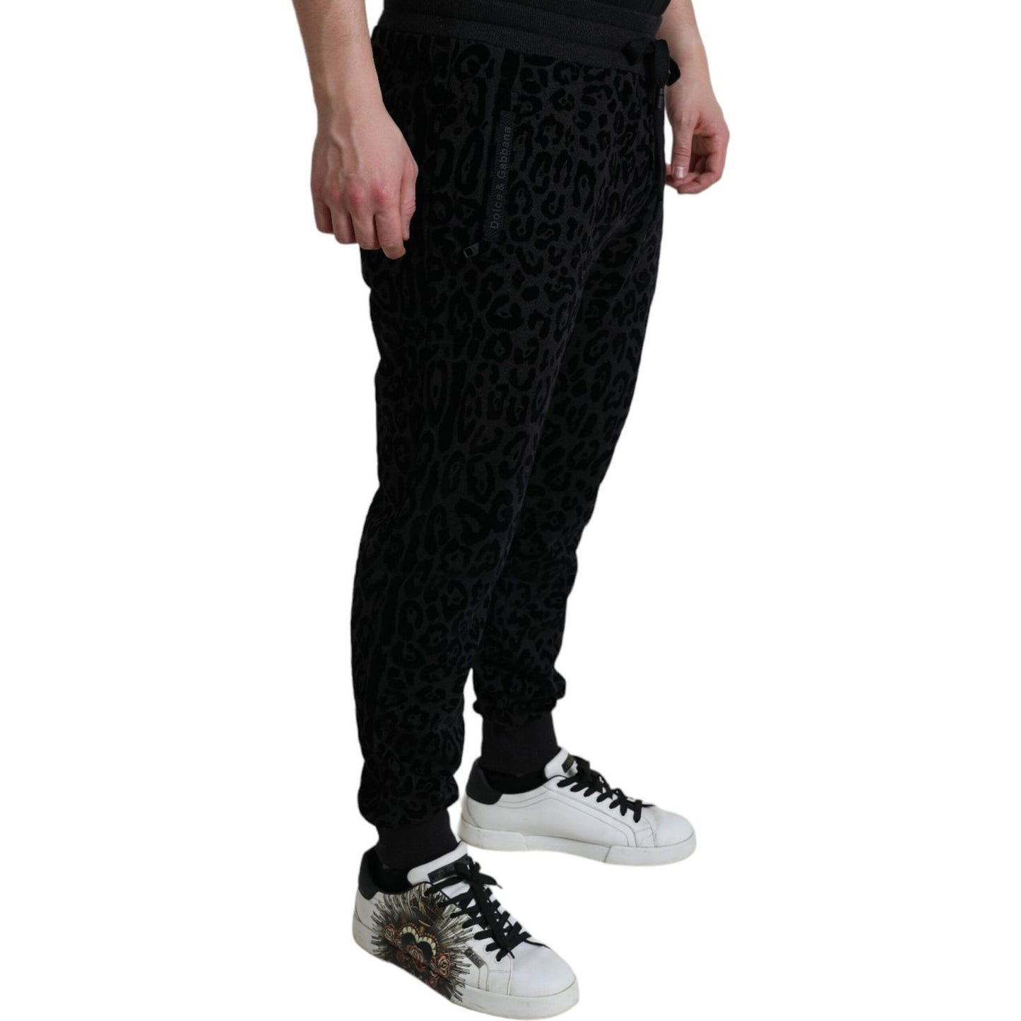 Dolce & Gabbana Black Leopard Cotton Slim Fit Jogger Pants PAN74988-50