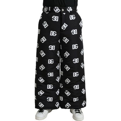 Dolce & Gabbana Black Logo DG Print Wide Leg Pants